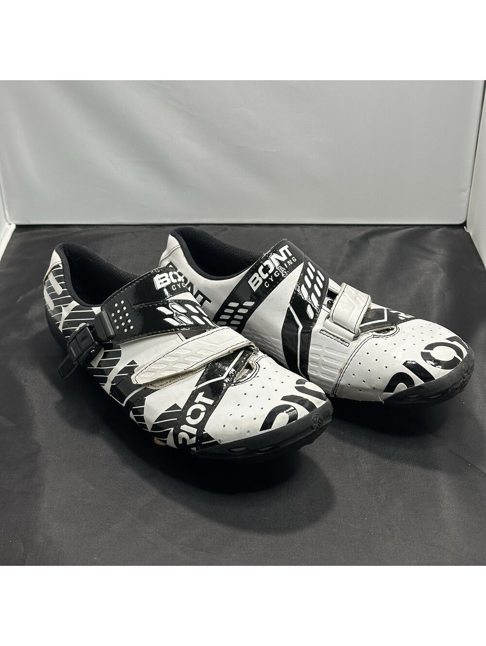 Bont Riot Road Men's 46 EU 11 US Road Cycling Shoes White Black 3 Bolt